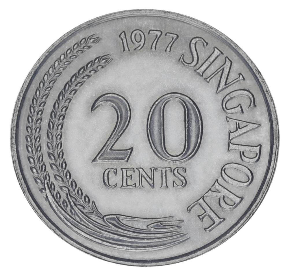 Колекційна монета Сінгапур 20 центів 1977 F-VF Риба-меч (KM#4)