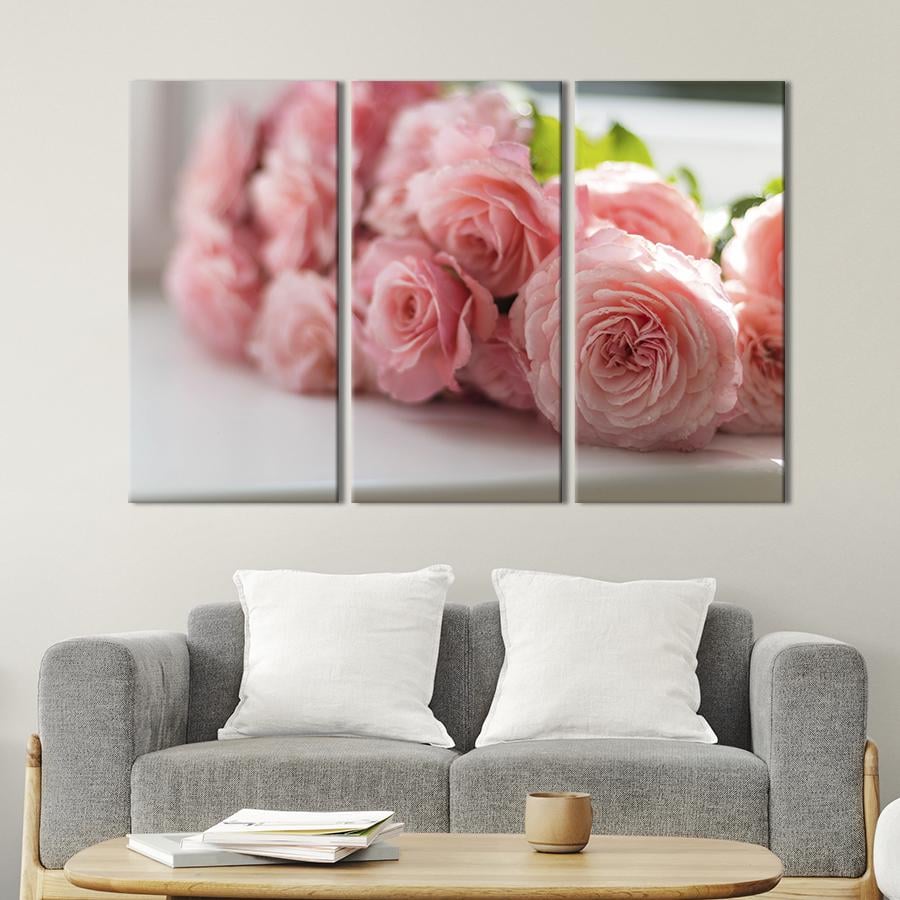 Картина на холсте триптих Миндальные розы 78x48 см (960-31)