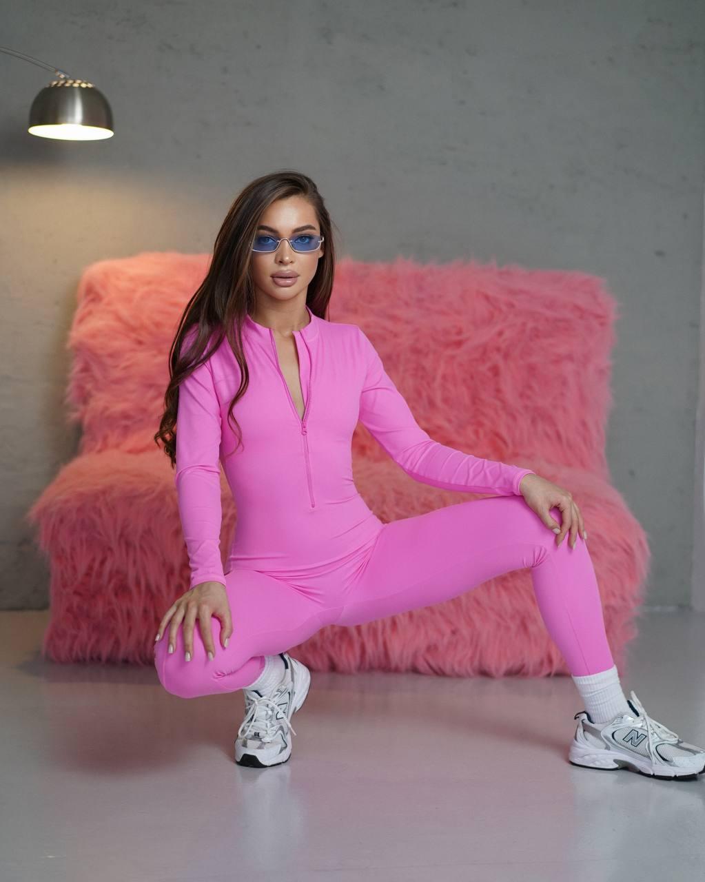 Комбинезон спортивный длинный с рукавом с чашками и пуш-ап L Розовый (WRH04L) - фото 8 Комбинезон спортивный длинный с рукавом с чашками и пуш-ап L Розовый (WRH04L) - фото 8