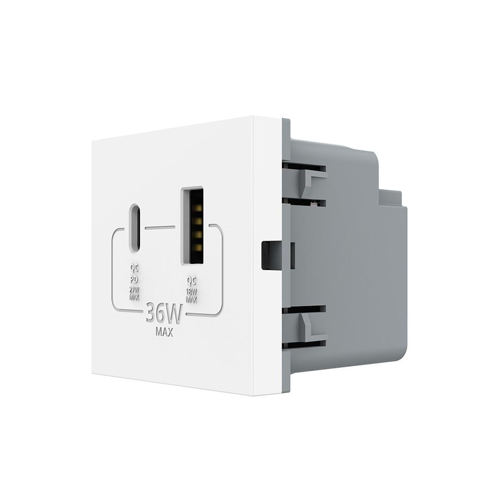 Механизм розетка USB-A и USB-C 36 W Белый (VL-FCUA18W.UC18W-2WP)