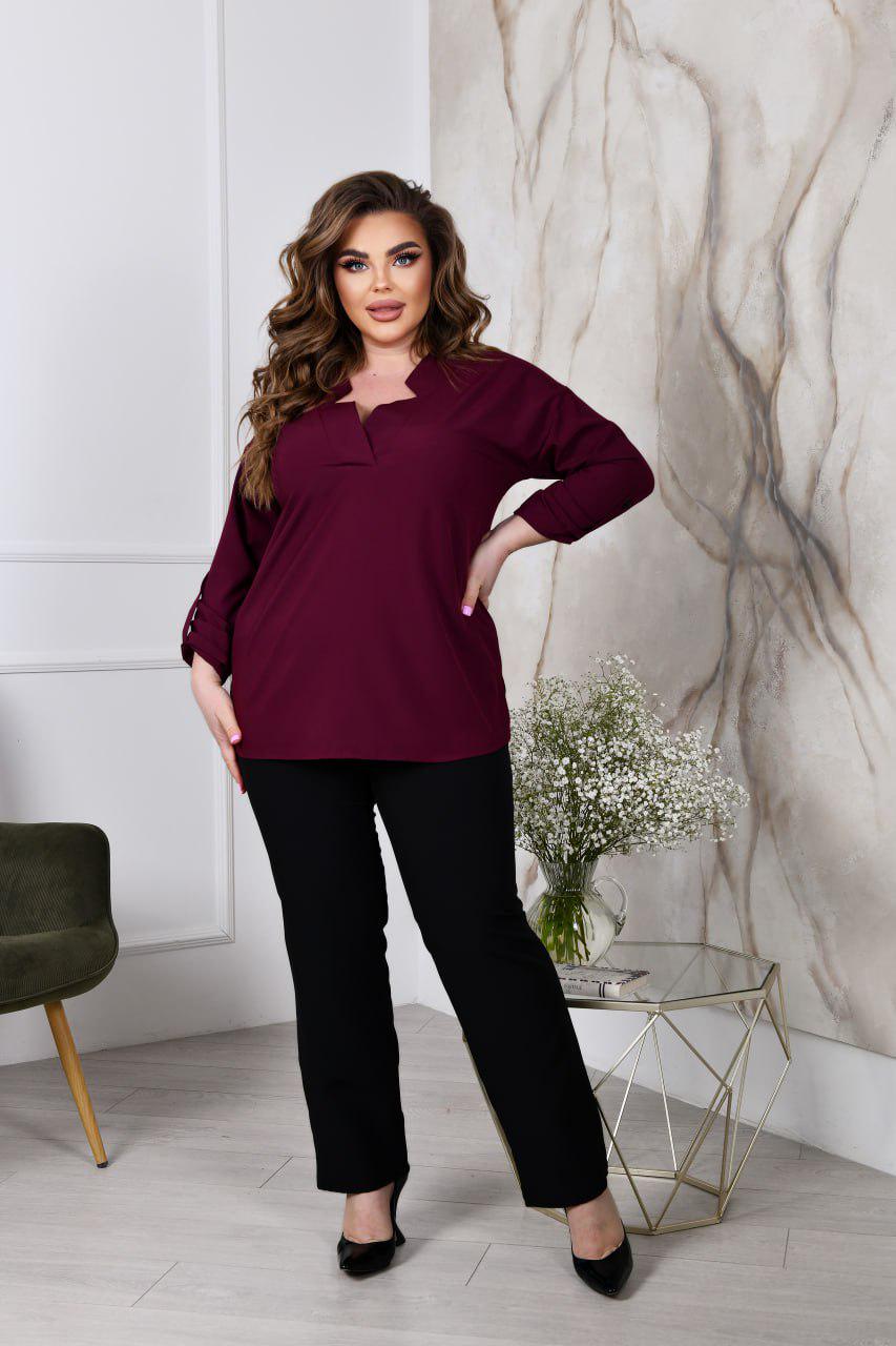 Костюм двойка блуза/штаны р. 60-62 Марсала (3626)