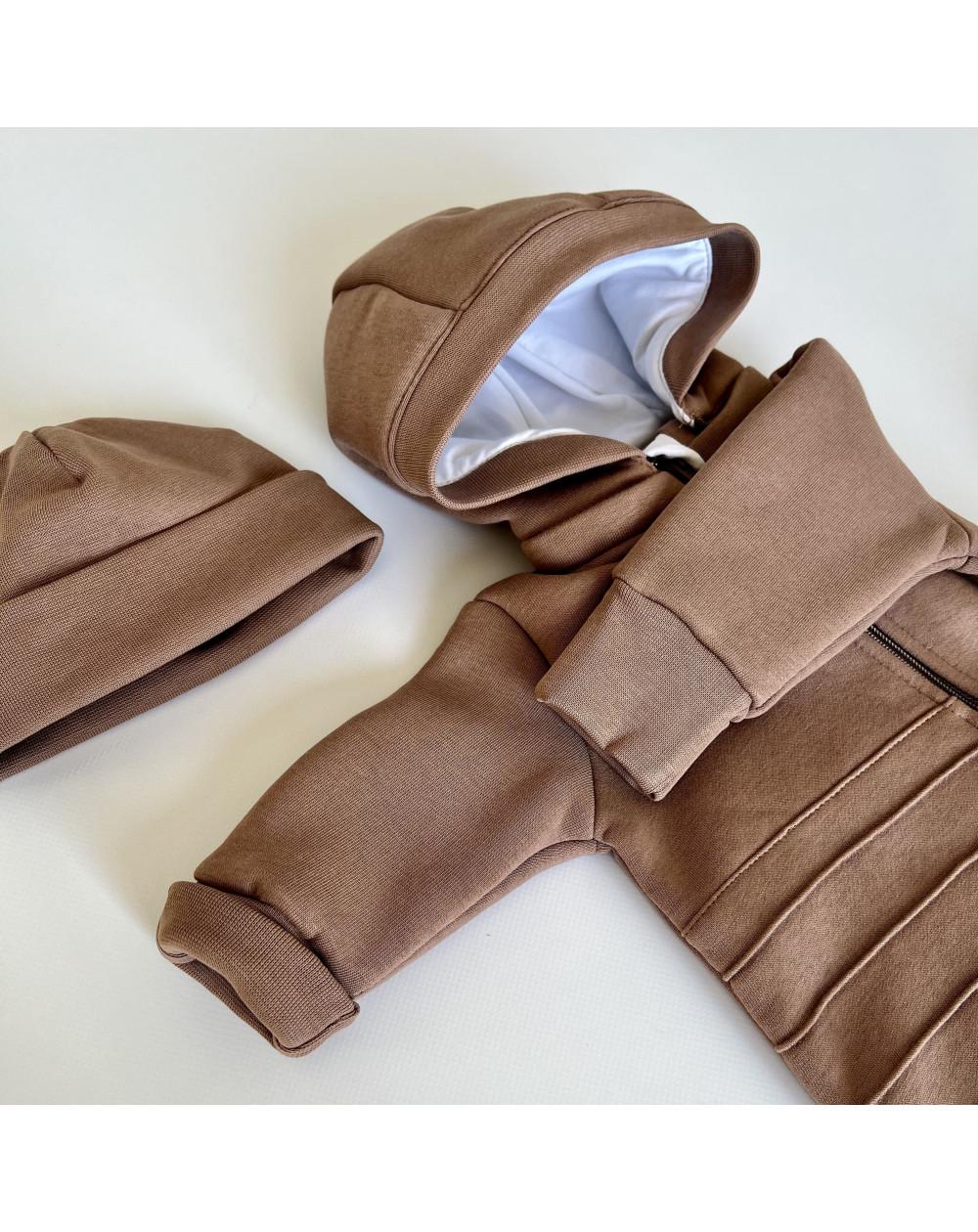 Комбинезон со съемным каюшоном детский BUNNY BOX триника утепленный р. 62 Мокко (18162) - фото 2