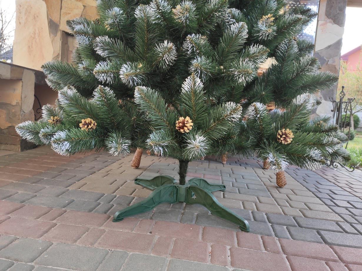 Штучна ялинка Кармен з ПВХ з шишками/перлами 2,00 м Темно-зелений/Білий/Золотий (NYT15314) - фото 4