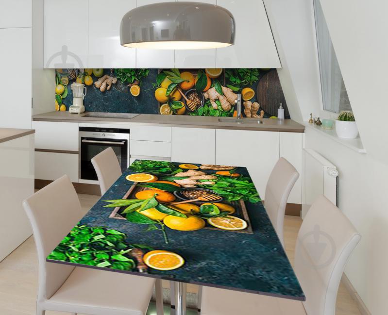 Наклейка 3Д виниловая на стол Zatarga «Имбирь и фрукты» 600х1200 мм для домов, квартир, столов, кофейн, кафе