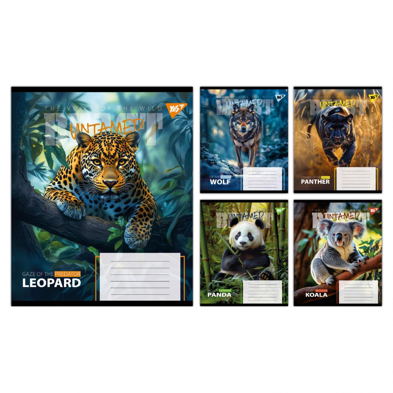 Зошити учнівські YES The wild 36 аркушів клітинка 15 шт. в упаковці