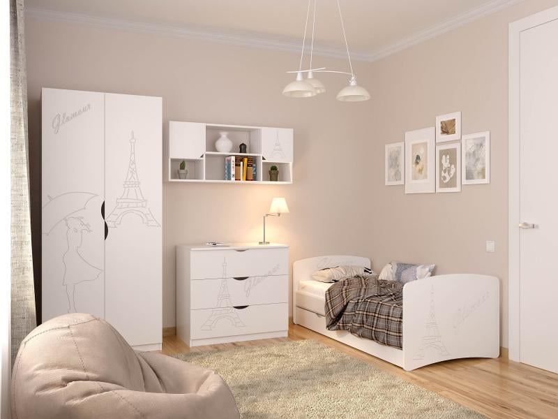 Спальня детская Viorina-Deko MDF FLY Гламур 80x170 см 4 пр. Белый