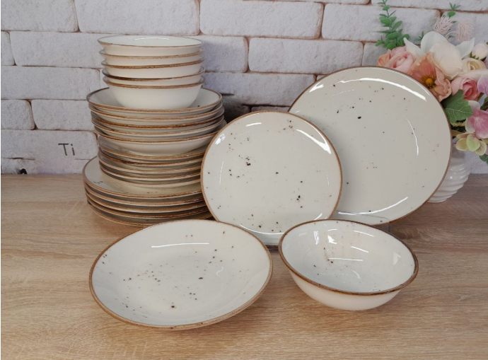 Столовый сервиз  OMS TULU фарфор 6 персон 24 шт. KL24-Крем (KL24-Крем)