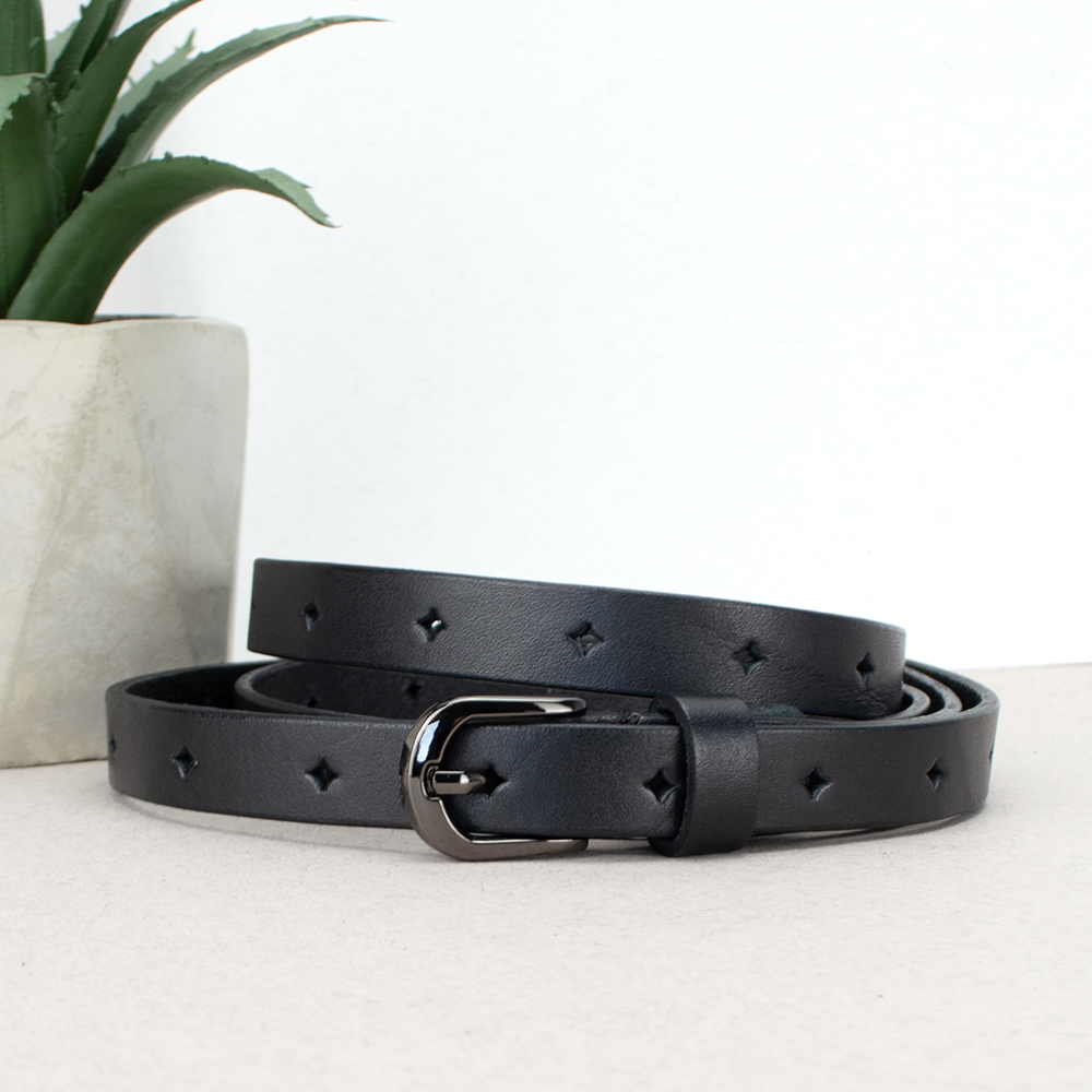 Ремінь жіночий шкіряний SF-1545 з дірочками 125 см Чорний (2177765950)