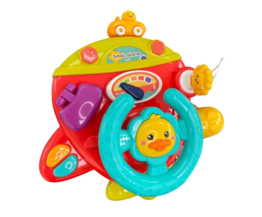 Игрушка интерактивная руль Утенок музыкальный на коляску с креплениями Красный (29666420)