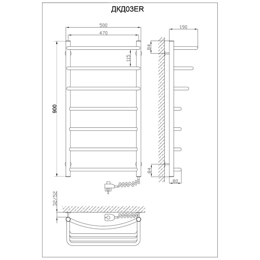 Рушникосушарка KOSSER Каскад Дуга 900х500/7 ER з регулятором (KSR-ДКД03ЕR) - фото 5