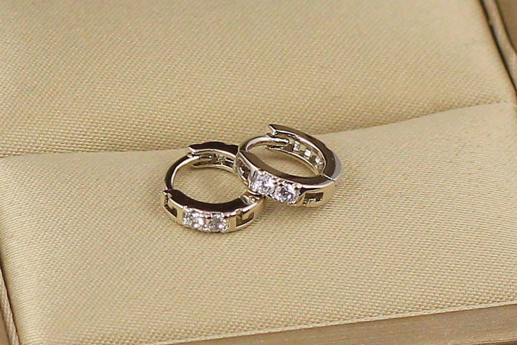 Серьги кольца Хuping Jewelry Камешки 10 мм Серебристый