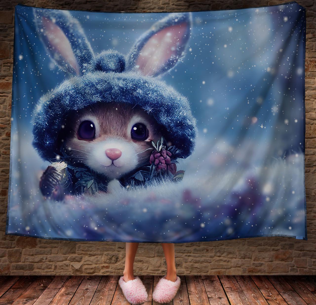 Плед із 3D принтом 31 Кролик у зимовому казковому лісі 150х200 см (epi_1843)