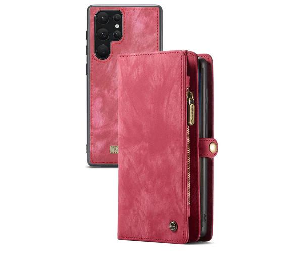 Чехол - кошелек CaseMe Retro Leather для Samsung Galaxy S24 Ultra Малиновый