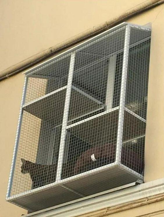 Балкон для котів з двома поверхами прямокутний підвісний 690х420х1250 см Білий (015) - фото 10