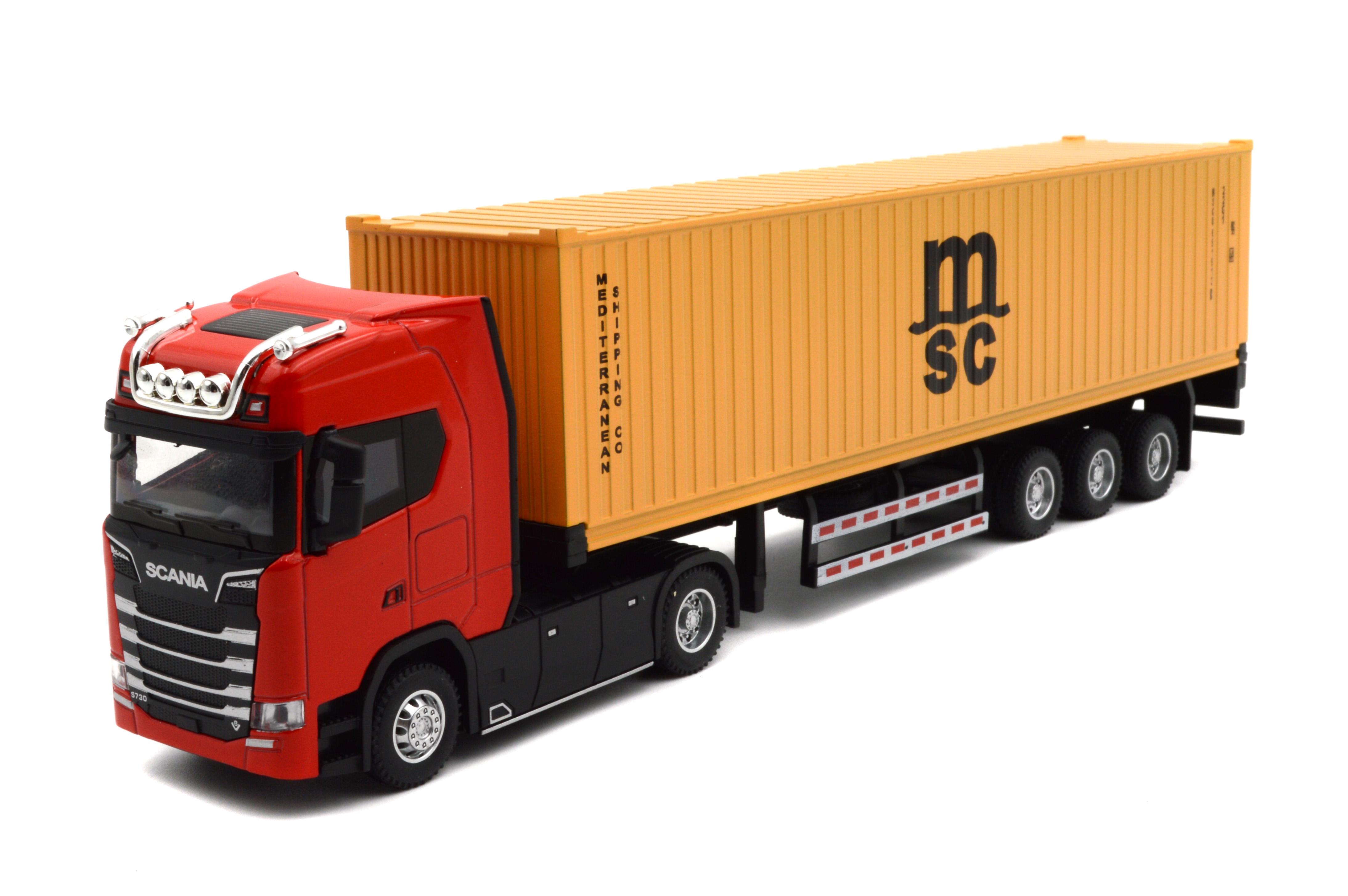 Модель металлическая тягач Scania с прицепом/звук/свет/инерция