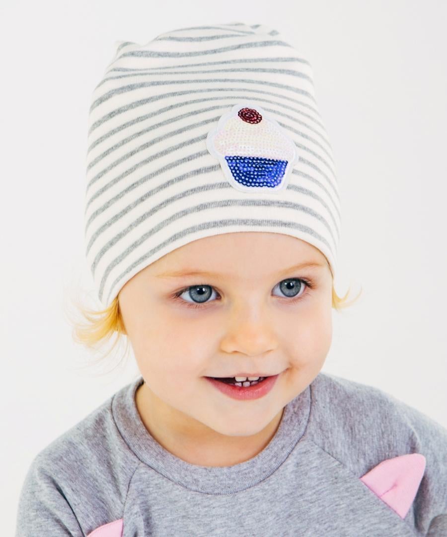 Шапка демісезонна Smil р. 41 Сірий-біла смужка 118р. 517