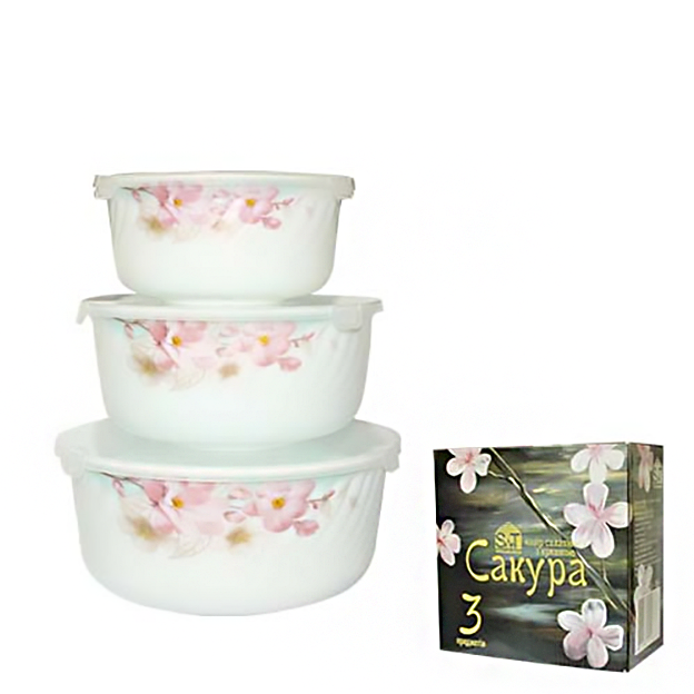 Набор салатников с крышкой SNT Сакура (MSN-30053-004)