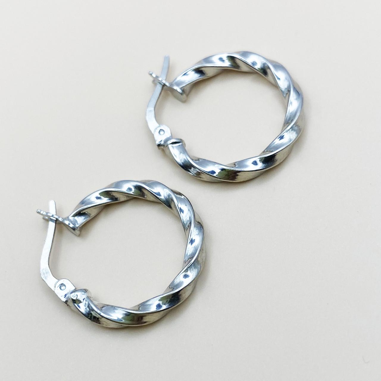 Серьги-кольца серебряные с алмазной гранью 20 мм 2,43 г (1929451878)