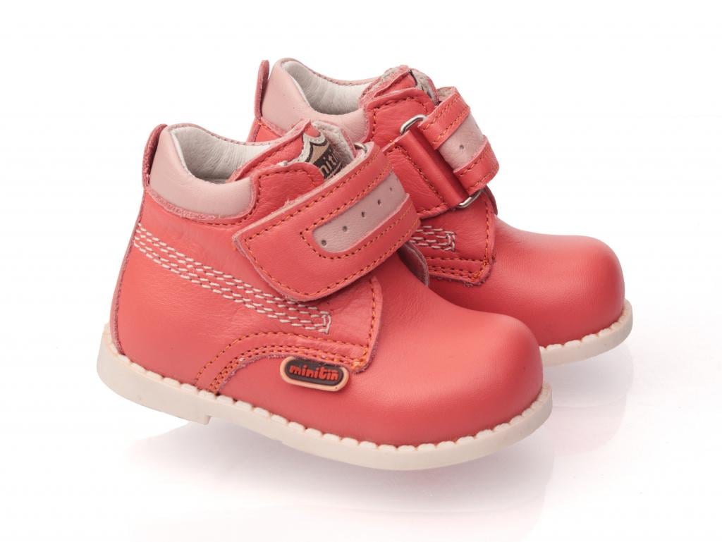 Ботинки осенние Minitin для девочек 2151 г. 18 Коралловый