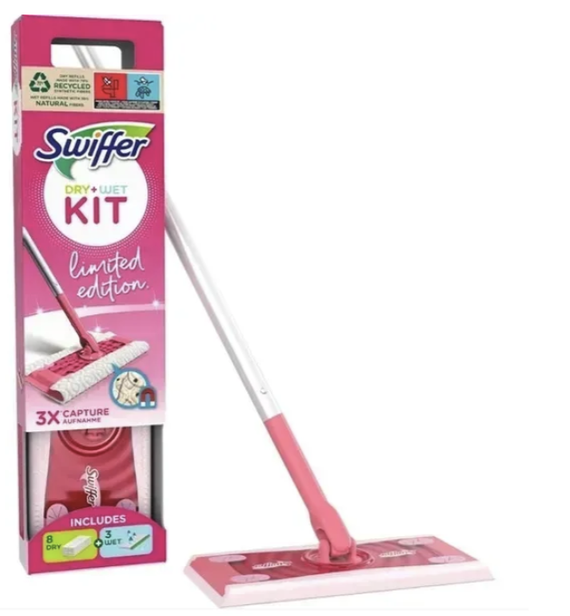 Швабра-система 2в1 Swiffer Mop Dry + Wet Kit Limited Edition + Набор салфеток 11 шт. Розовый Швабра-система 2в1 Swiffer Mop Dry + Wet Kit Limited Edition + Набор салфеток 11 шт. Розовый