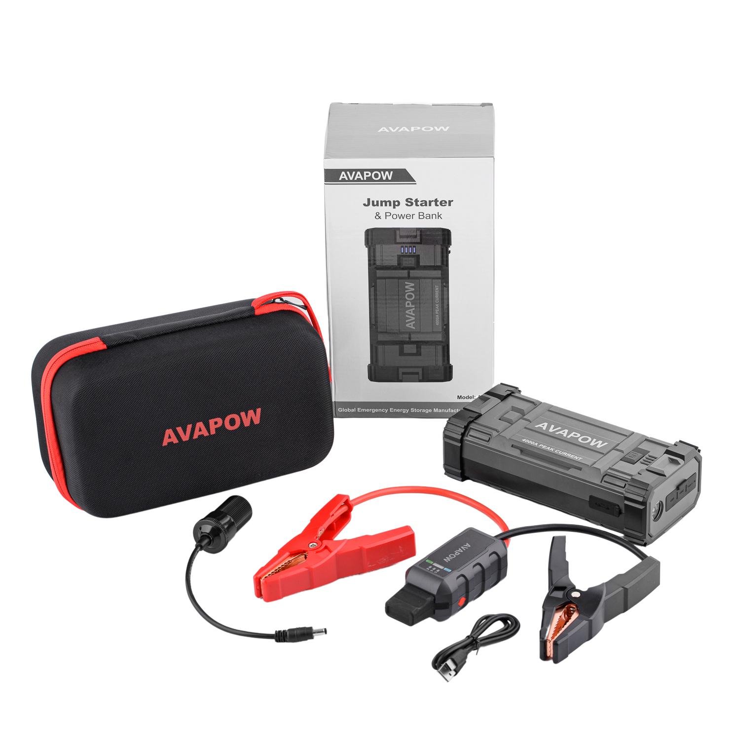 Пусковий пристрій Jump Starter AVAPOW для авто A58 4000A 71,04 Wh/19200mAh (21529897)