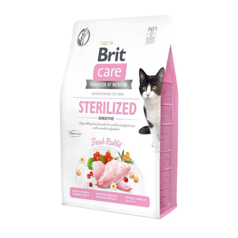 Корм сухой Brit Care Cat Grain Sterilized Sensitive на основе мяса кролика для стерилизованных кошек с чувствительным пищеварением 2 кг (540761)