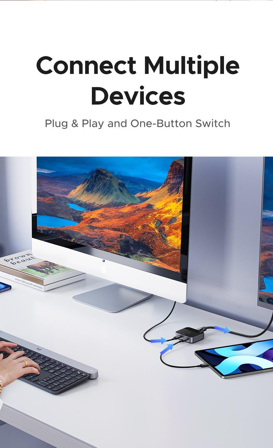 Перемикач Ugreen HDMI USB-C 2 входи 4K 60Hz HDR (29516563) - фото 9 Перемикач Ugreen HDMI USB-C 2 входи 4K 60Hz HDR (29516563) - фото 9