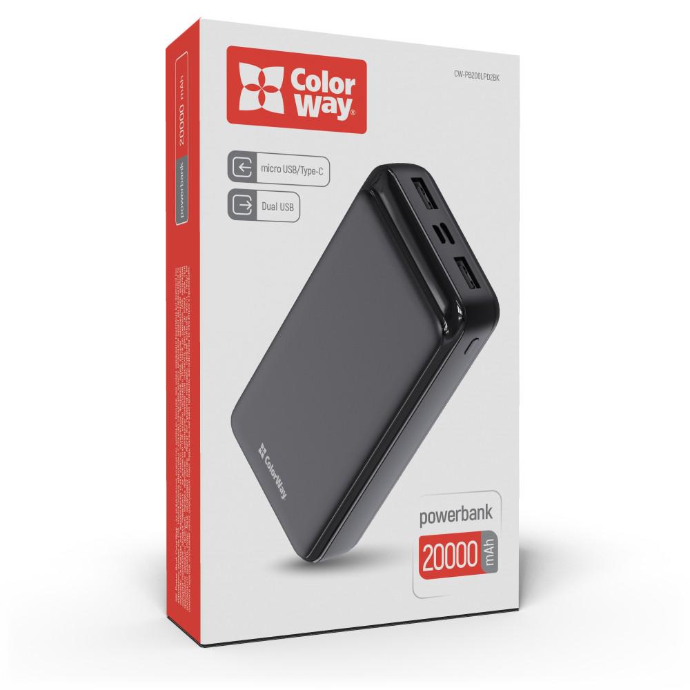 Повербанк ColorWay Slim 20000 mAh Black (CW-PB200LPD2BK) - фото 6