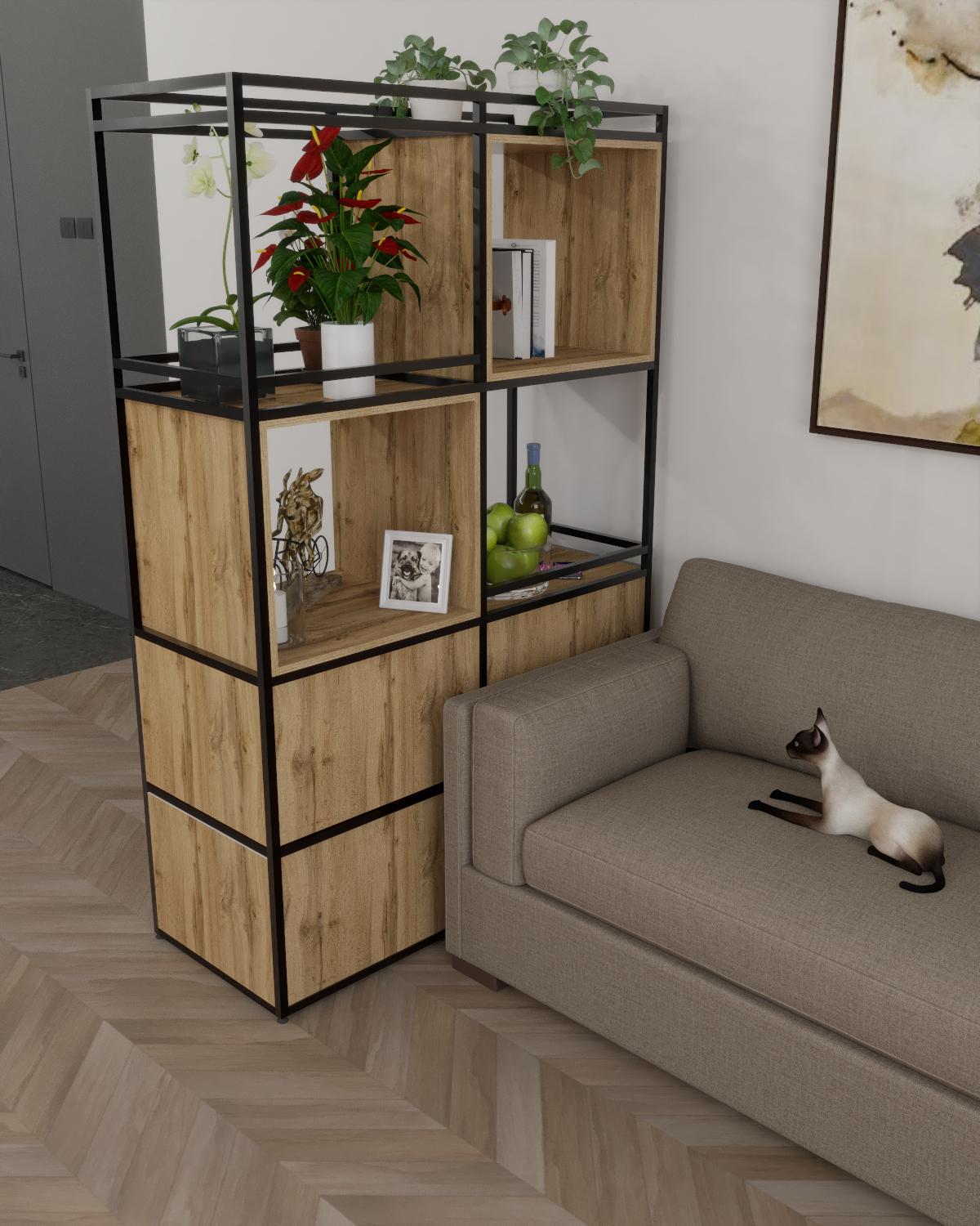 Стелаж двосторонній EcoLoft Брістон DSP-1437-1 в стилі лофт Дуб Аппалачі (33497932)