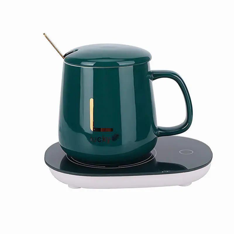Чашка з кришкою з підігрівом на підставці до 55 °C Coffee Cup And Saucer 350 мл Зелений