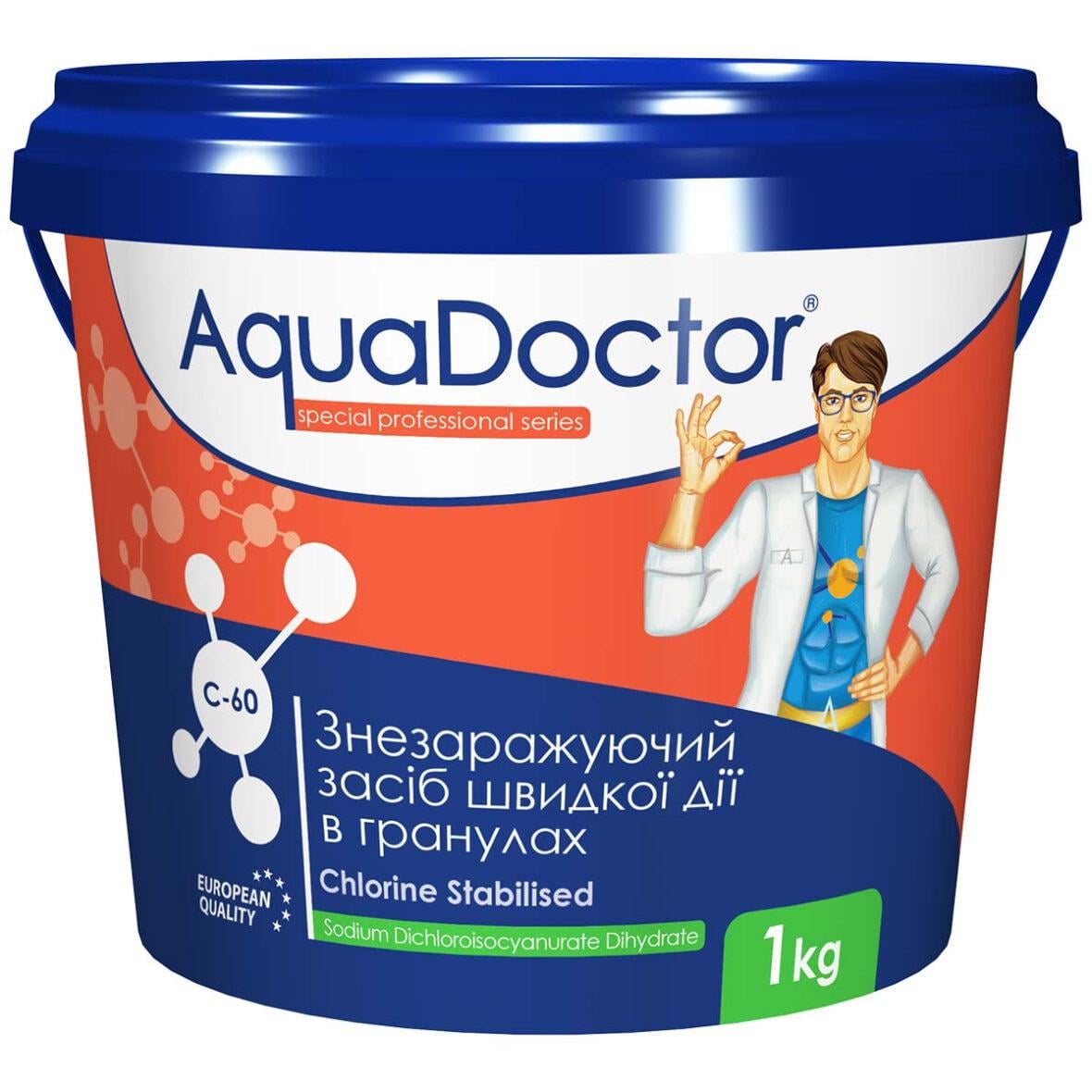 Дезинфектант на основе хлора быстрого действия AquaDoctor C-60 гранулы 1 кг (35818562)