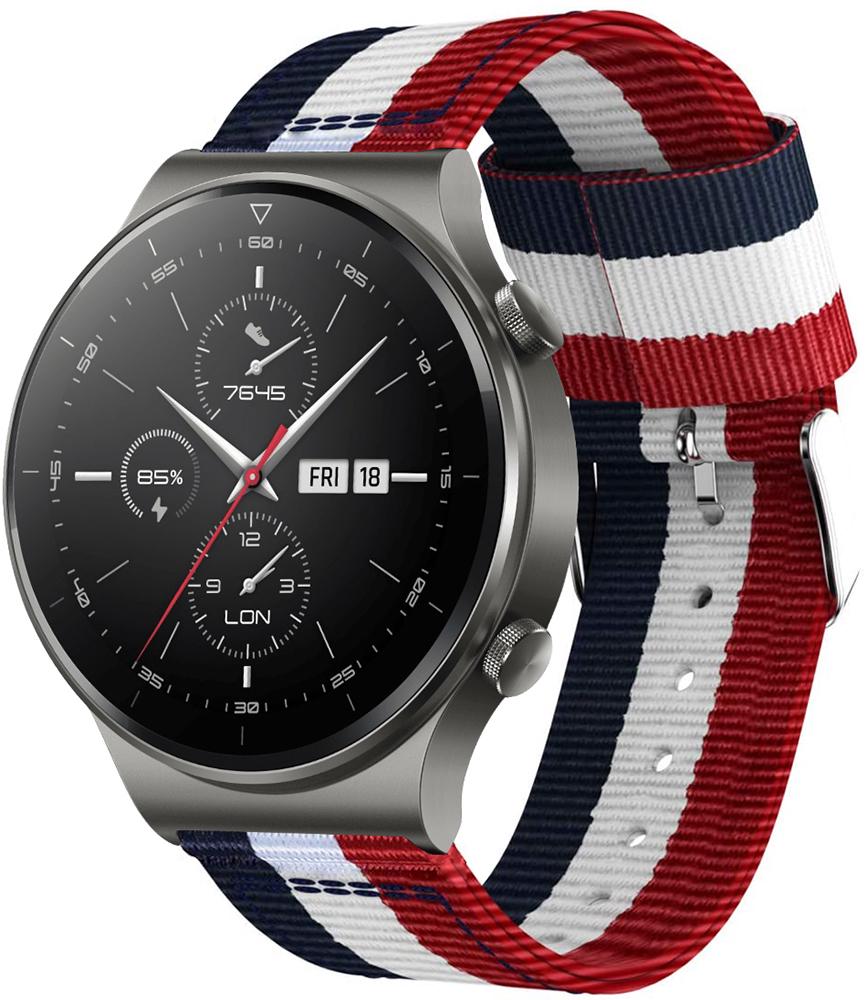 Ремешок тканевый Canvas для Huawei Watch GT 2 Pro Red/White/Blue (23327)