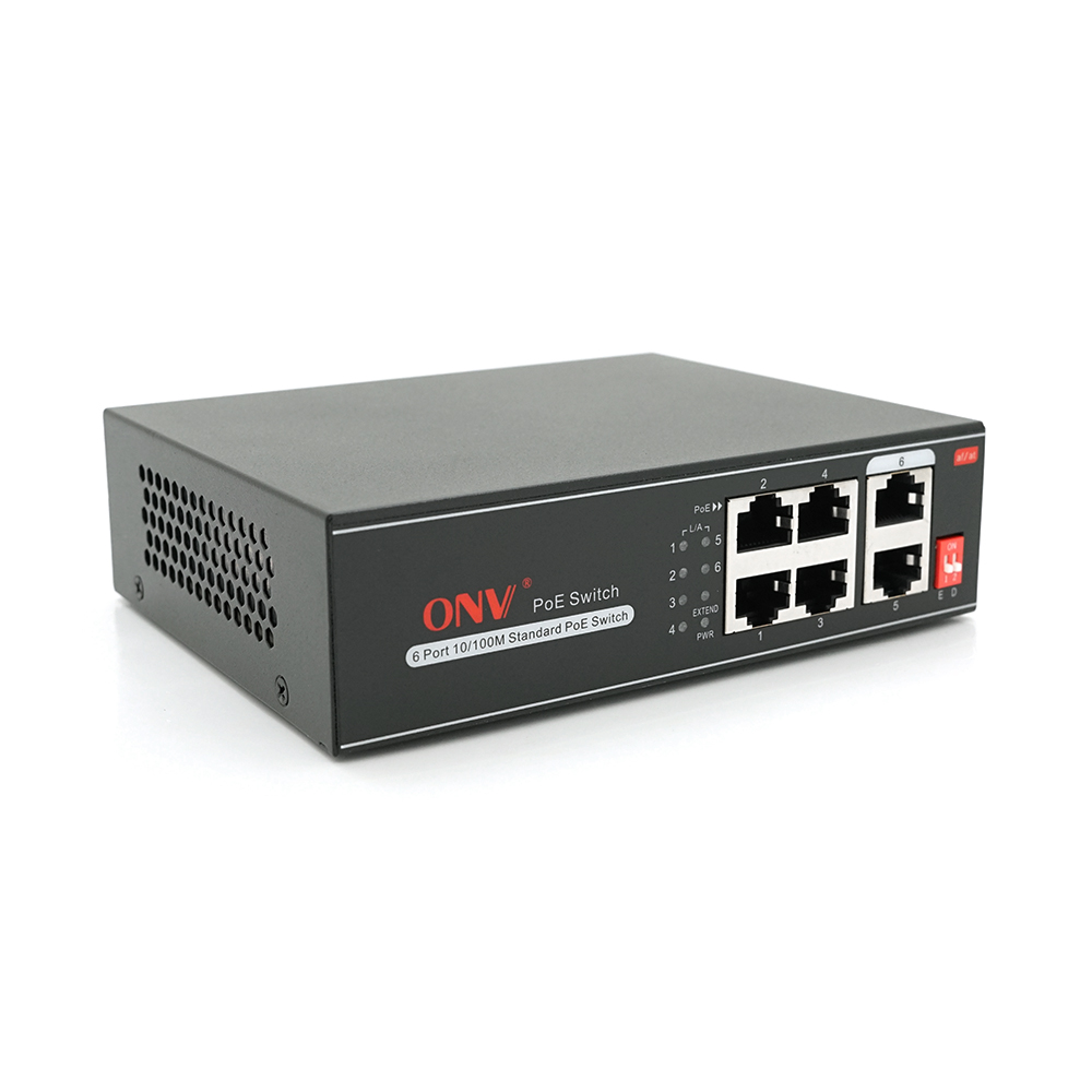 Коммутатор ONV H1064PLD PoE 4 порта 100 Мбит с автоперезапуском для IP камер неуправляемый (16425)