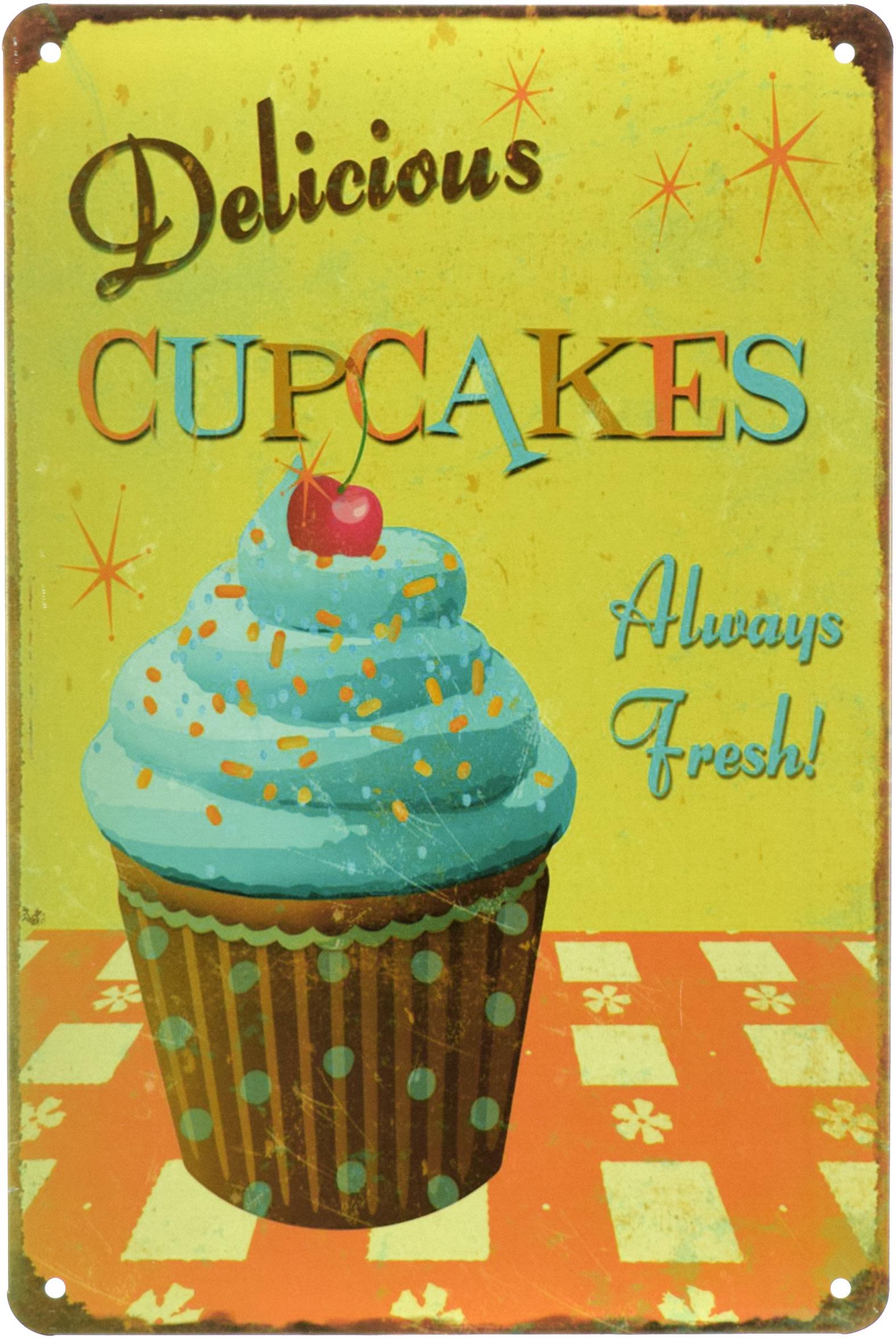 Табличка металлическая Восхитительные Кексы/Delicious Cupcakes 20x30 см