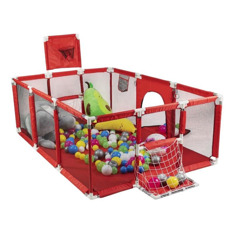 Манеж Lionelo с сетчатыми стенками/корзиной для мячей и воротами Красный (MA47004)