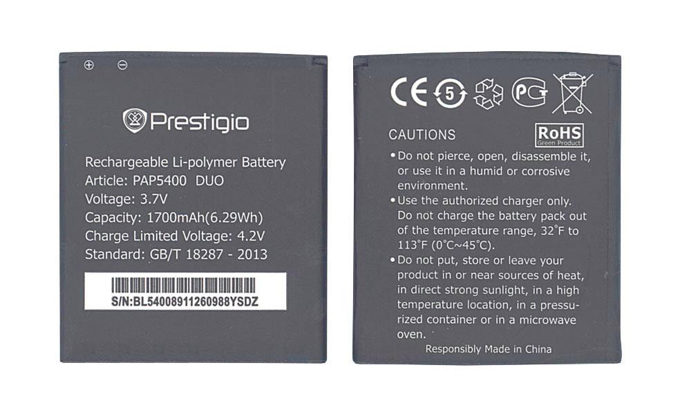 Аккумулятор для смартфона Prestigio PAP5400 5400 Multiphone 3,7V 1700 mAh 6,29 Wh Black Аккумулятор для смартфона Prestigio PAP5400 5400 Multiphone 3,7V 1700 mAh 6,29 Wh Black
