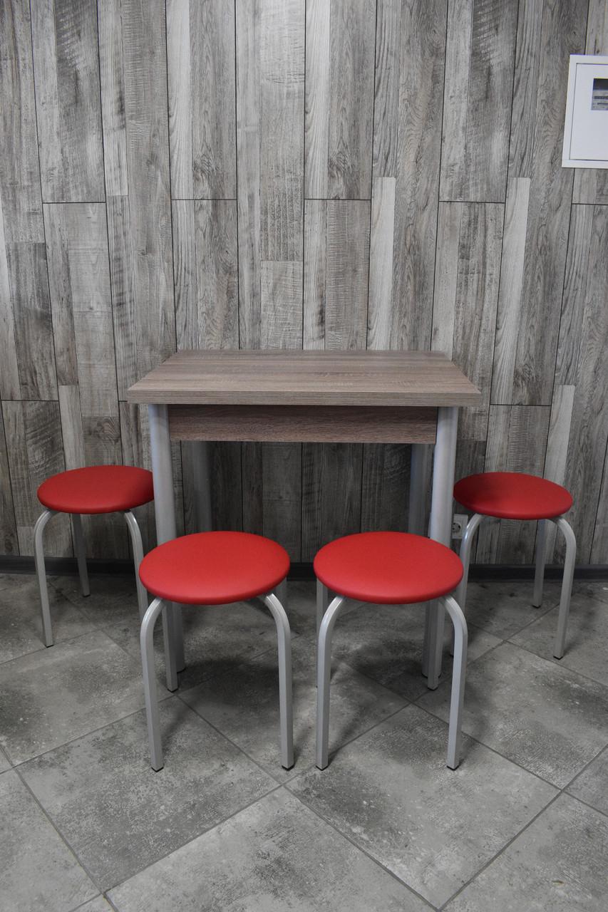 Кухонний комплект Оскар стіл розкладний/табурети 4 шт. Стандарт 60х80/80х120х75 см Трюфель/Червоний (28374888)
