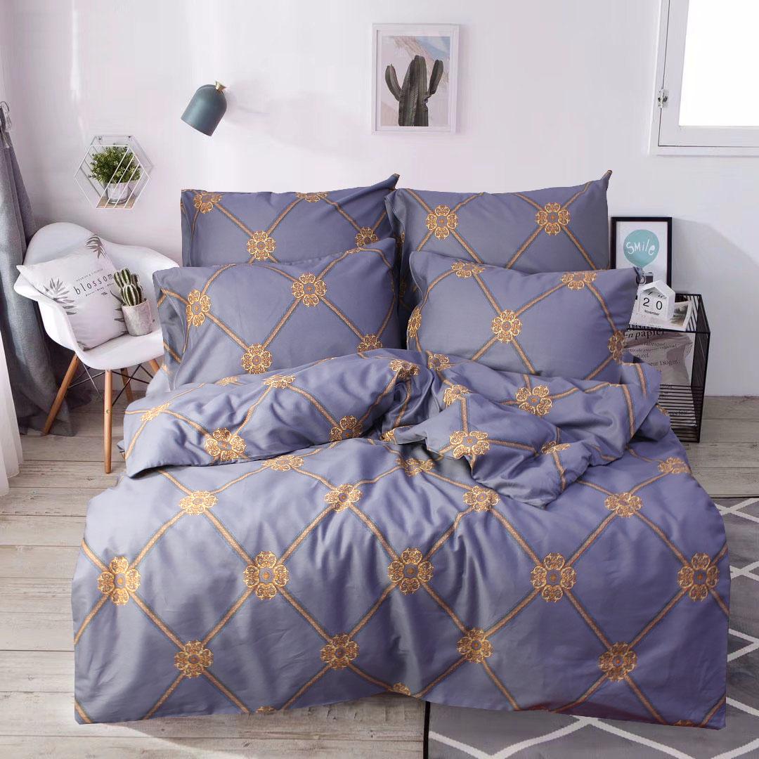 Комплект постільної білизни Еней-плюс С0192 євро Сірий/Чорний