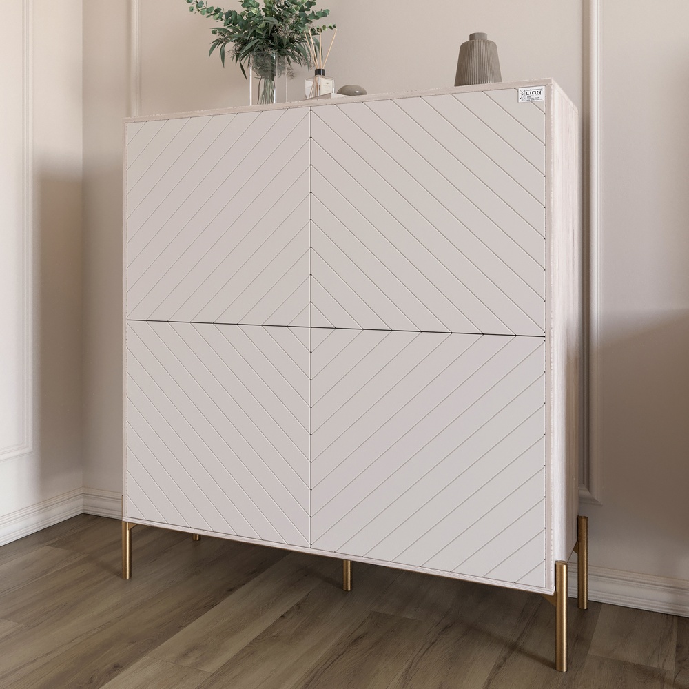 Комод-пенал Lion Амарант 114x40x126,5 см Самоа Дымчатый/Белый (LION-042061)
