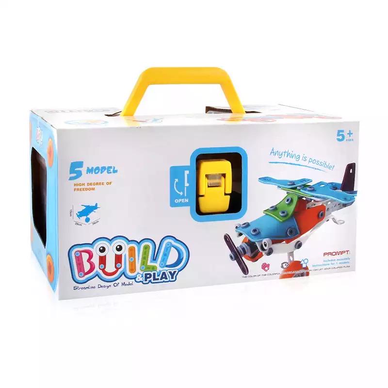 Конструктор Build&Play 5в1 Самолет болтовой детский 132 элемента