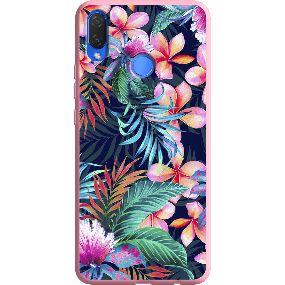 Чехол Boxface Huawei P Smart Plus flowers in the tropics Розовый силикон (34912-up1971-36132)