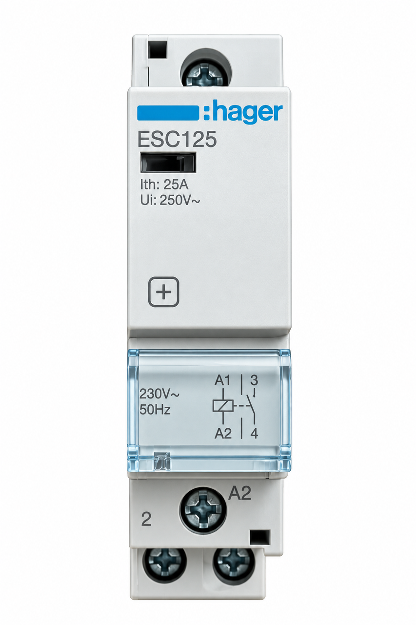 Контактор модульный 1P 25A 1NO 230V Hager ESC125