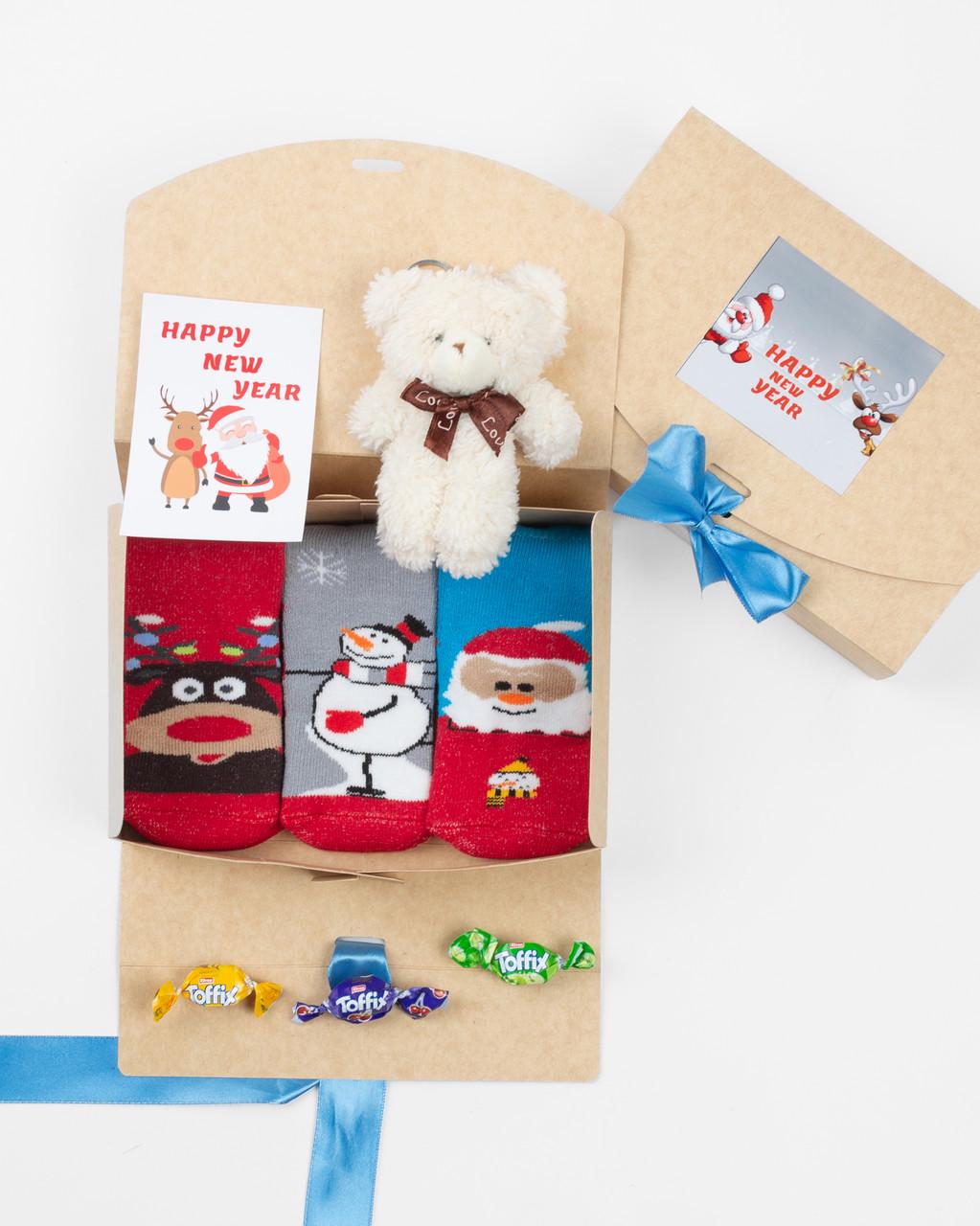 Подарочный набор детский новогодний Санта Снеговик Олень