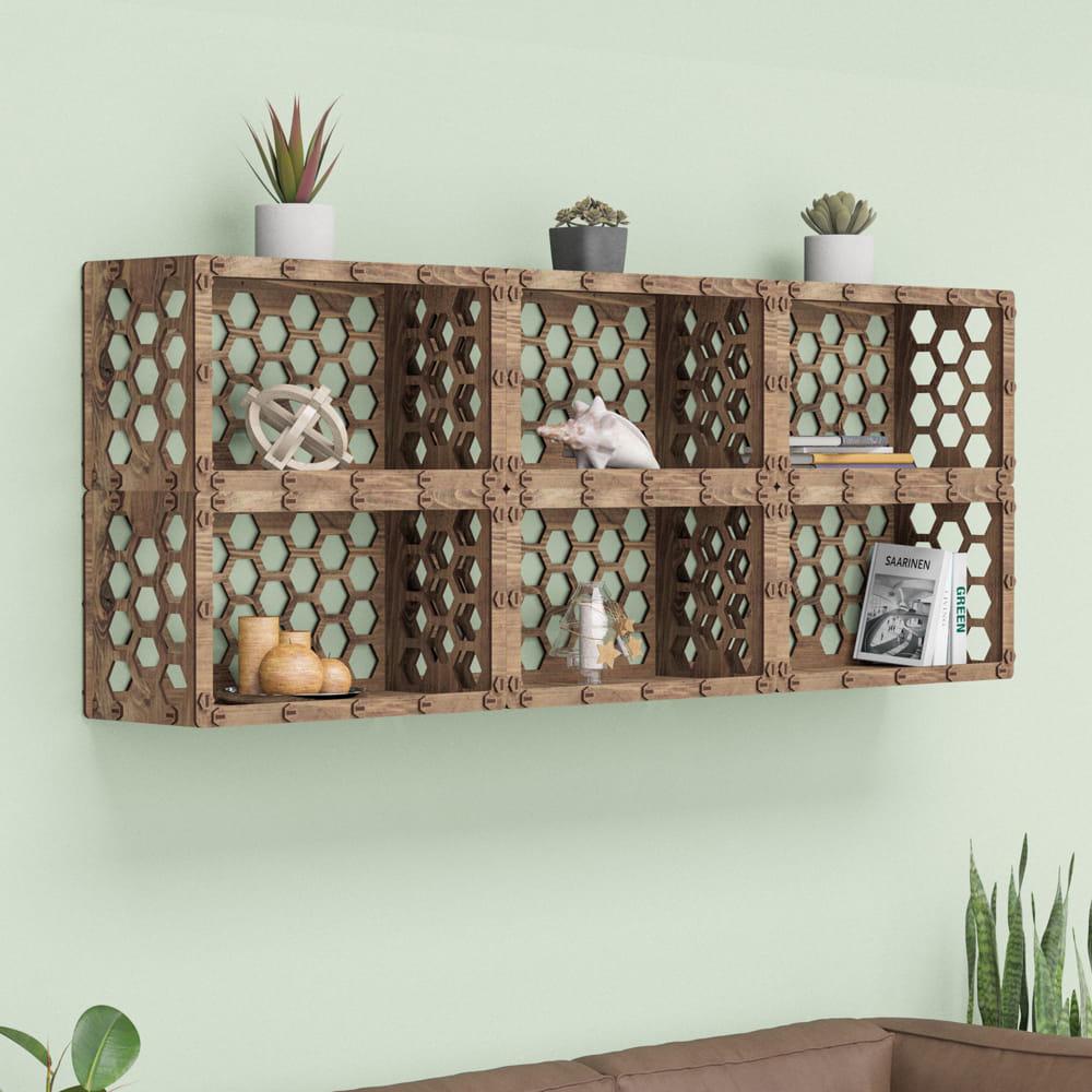 Полки настенные для игрушек Hexagonica Honeycomb с задней стенкой из дерева 338х600х296 мм 6 шт. (111547)