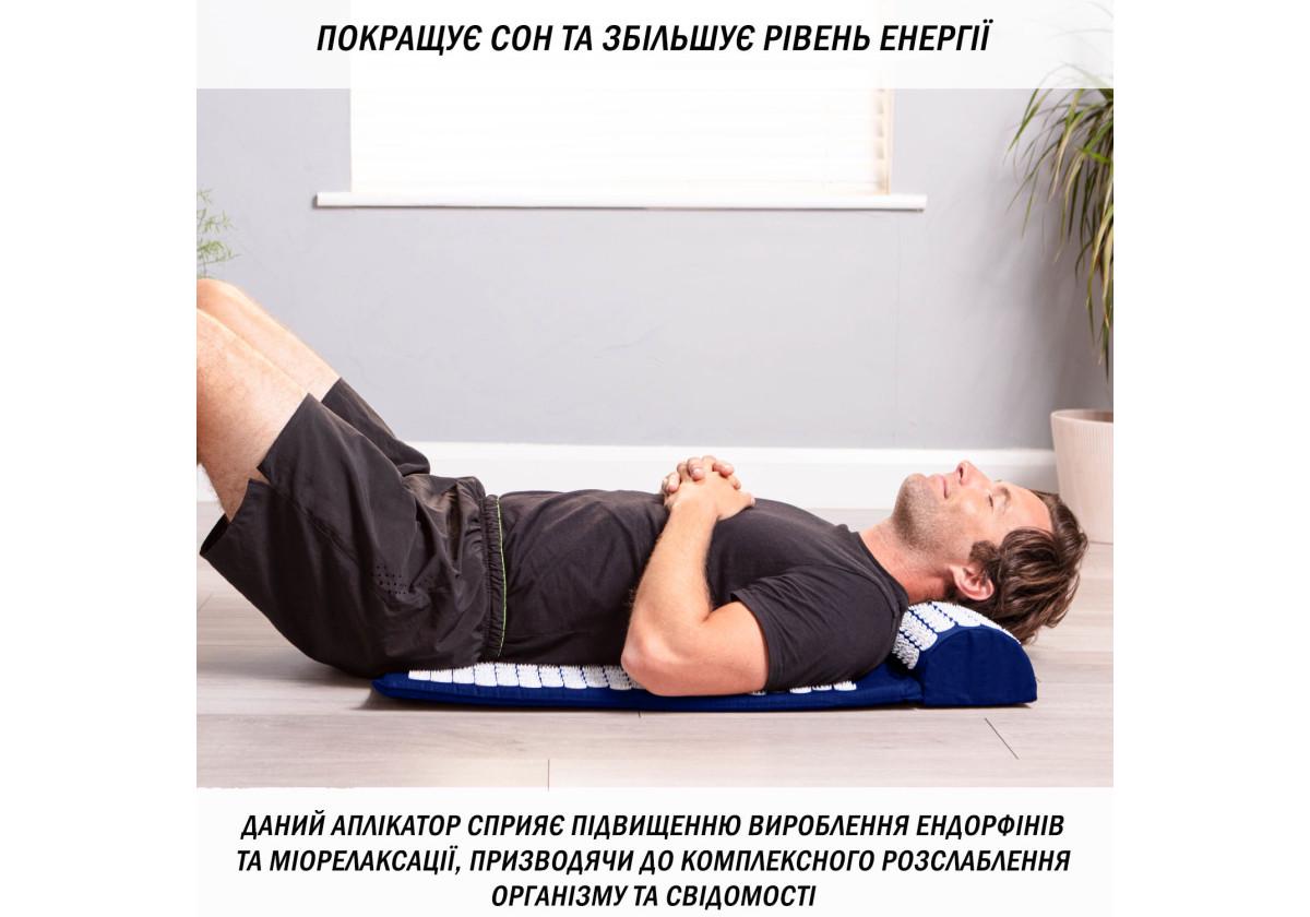 Массажный коврик Easyfit с подушкой аппликатор Кузнецова Синий с белым (EF-2709-BLW) - фото 4