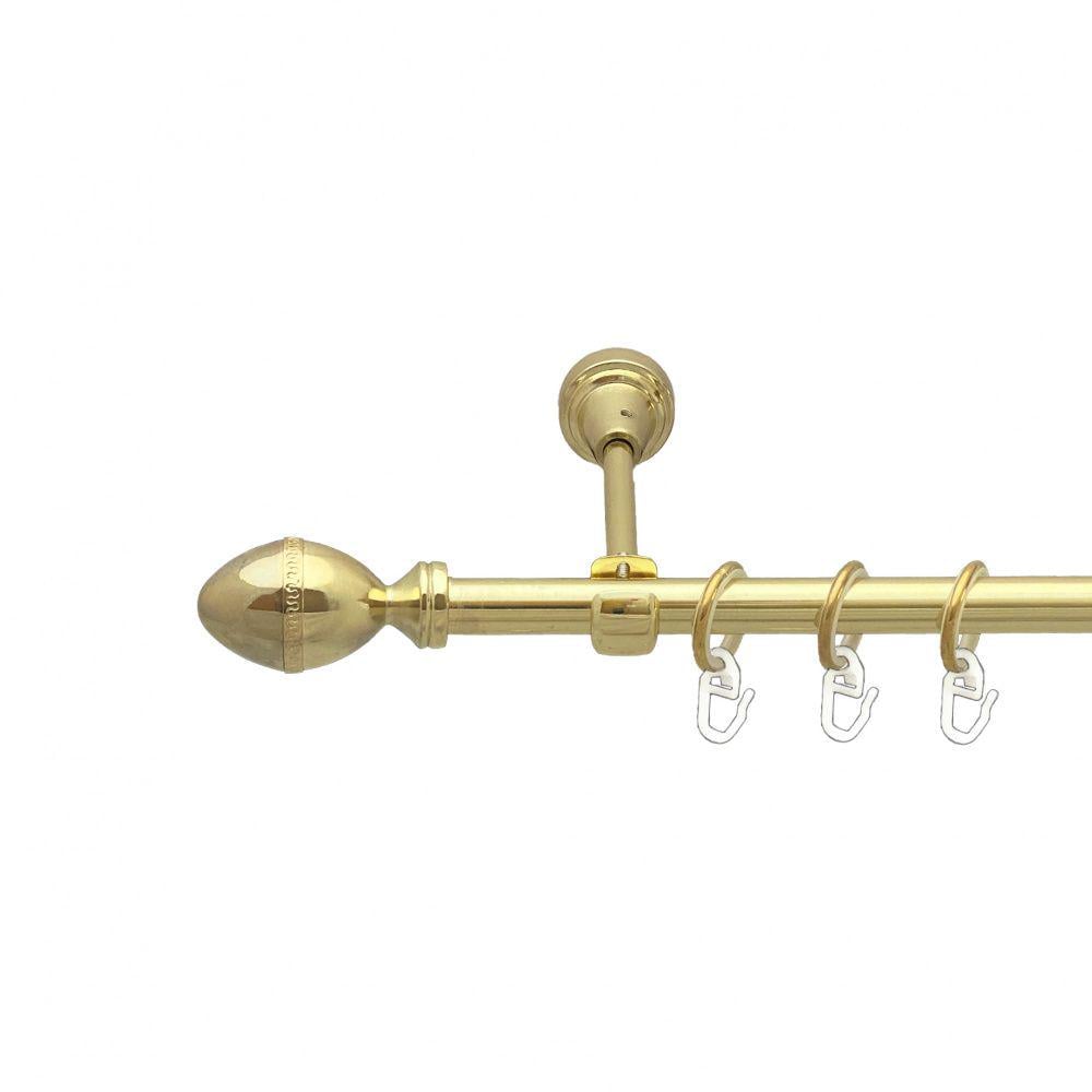 Карниз металлический Orvit Фарже однорядный открытый/гладкая труба/кольцо металлическое Золото 16 мм 160 см (00-00014155)