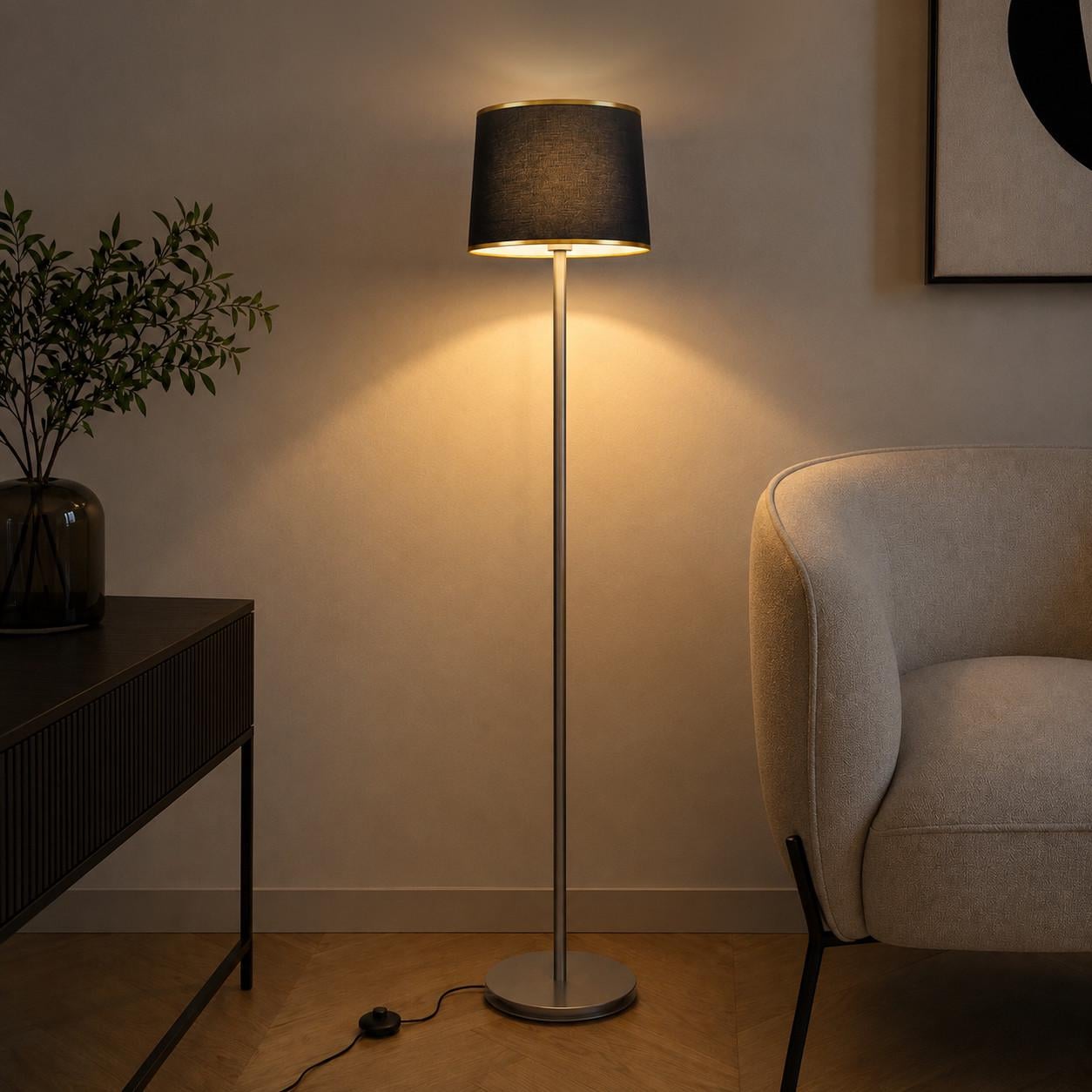 Торшер MSK ELECTRIC Palermo с плафоном из ткани под лампу Е27 Черный/Серебряный (NL 3621 SL+BK) Торшер MSK ELECTRIC Palermo с плафоном из ткани под лампу Е27 Черный/Серебряный (NL 3621 SL+BK)