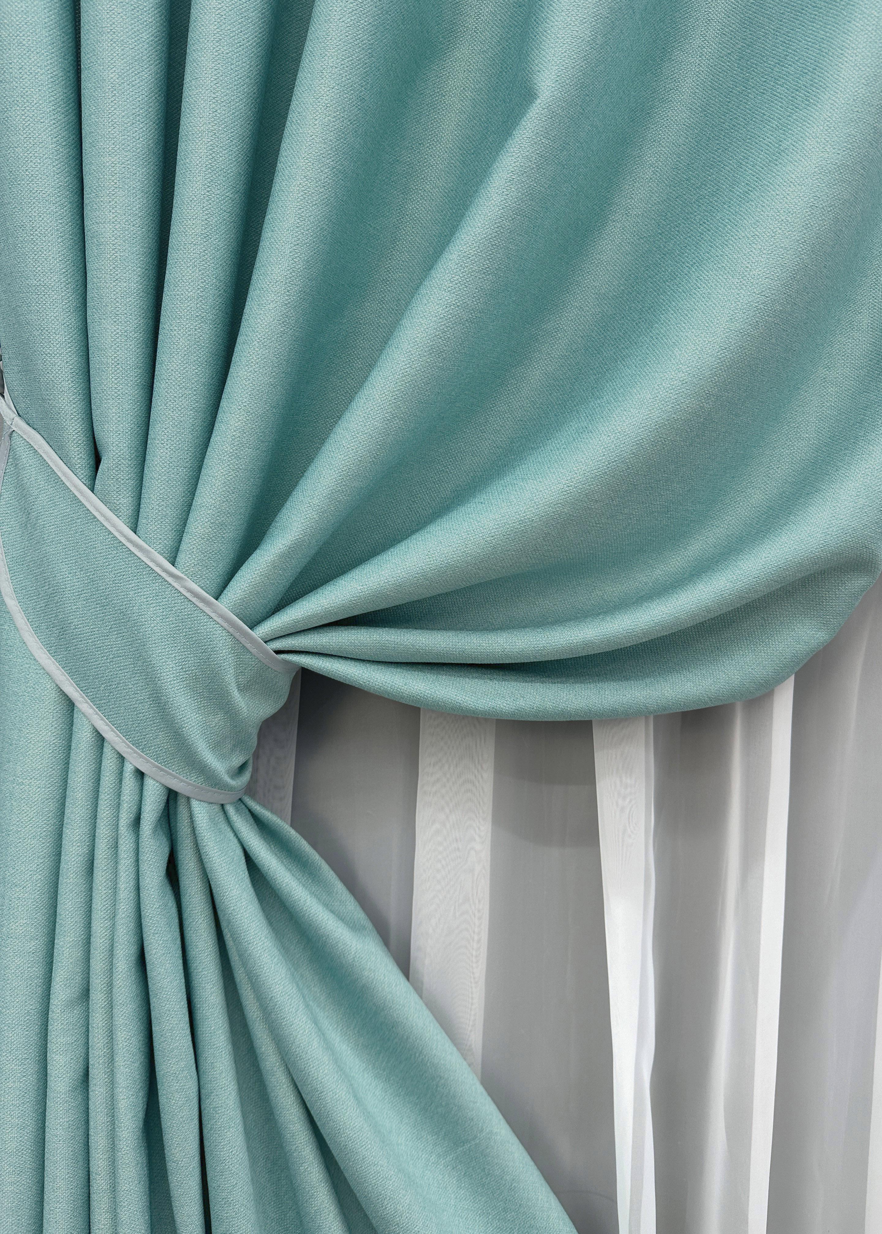 Комплект готових штор VR-Textil Шеніл однотонний №1697ш 150х270 см 2 шт. Світло-бірюзовий (33-0596) - фото 4 Комплект готових штор VR-Textil Шеніл однотонний №1697ш 150х270 см 2 шт. Світло-бірюзовий (33-0596) - фото 4