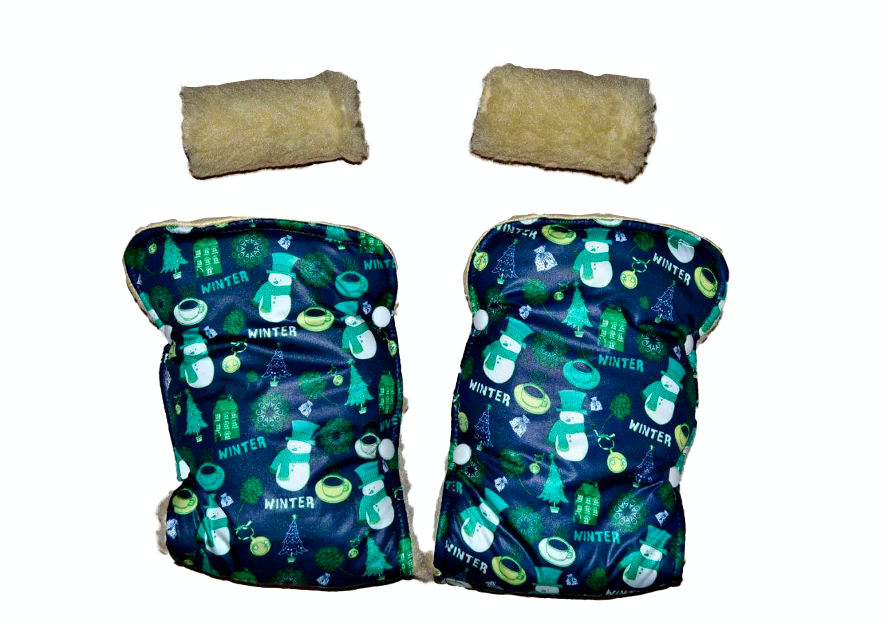 Муфта и перчатки для коляски/санок меховые Темно-зеленый (63-75-41) Муфта и перчатки для коляски/санок меховые Темно-зеленый (63-75-41)