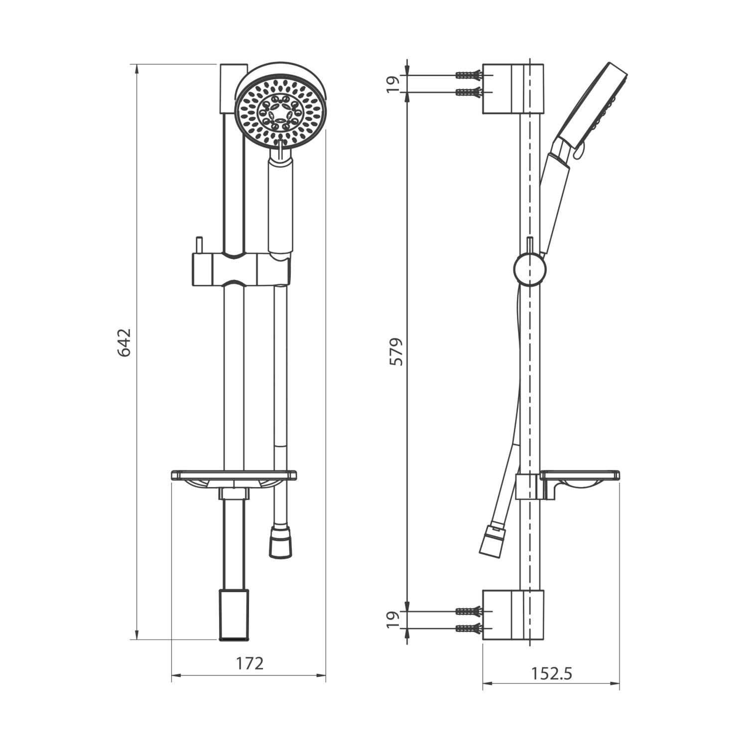 Душовий комплект із штангою Koller Pool SR05600 Хром (92517) - фото 2